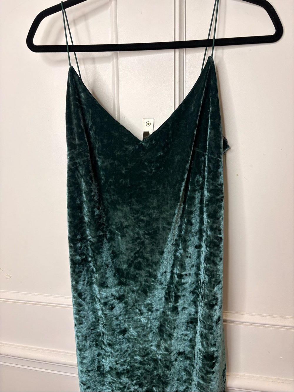 Velvet Slip Midi Dress - Deep Teal Green - Picture 9 of 12